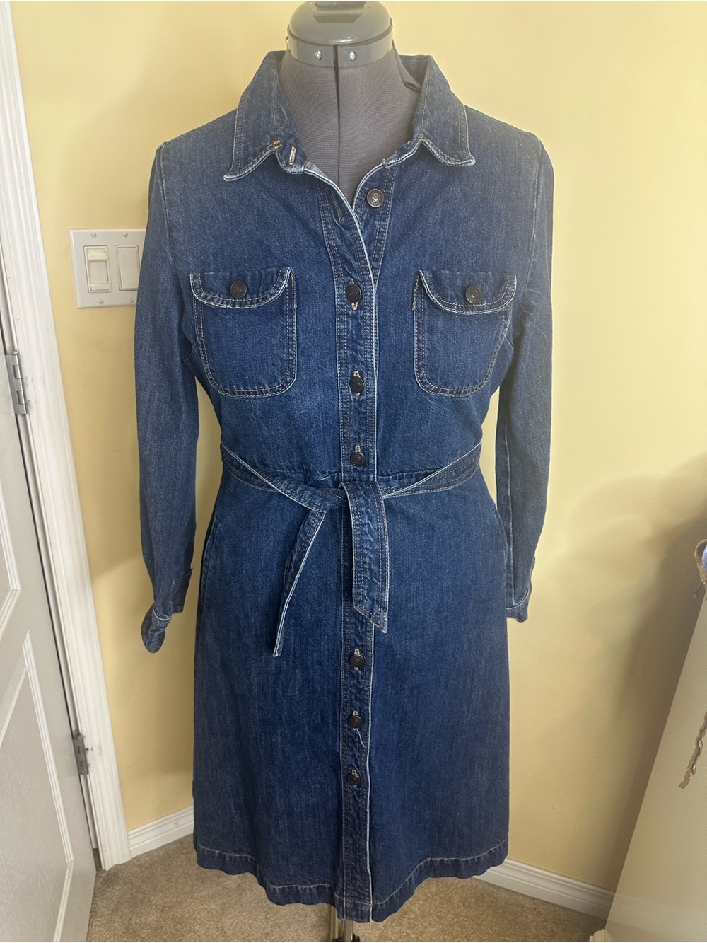 Gap vintage Denim Button-Front Shirt Dress  shirt dress size 12 - Picture 4 of 15
